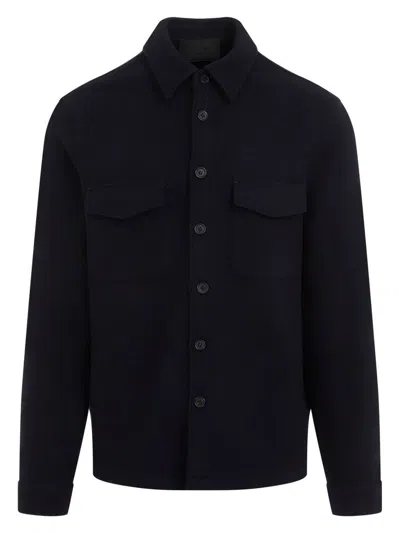 PRADA WOMEN'S MIDNIGHT WOOL BLED SHIRT
