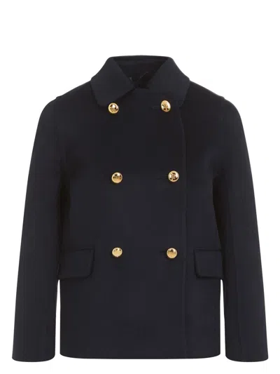 PRADA WOMEN'S MIDNIGHT WOOL BLEND COAT
