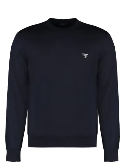 PRADA WOMEN'S MIDNIGHT WOOL SWEATER