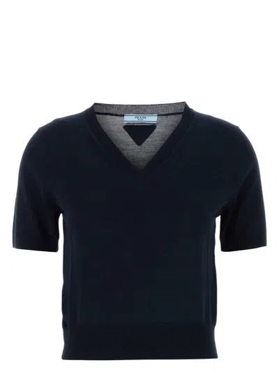 PRADA WOMEN'S MIDNIGHT WOOL SWEATER