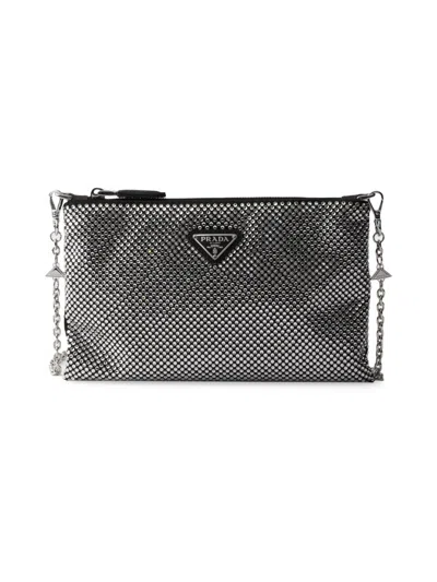 Prada Women's Mini Crystal-studded Shoulder Bag In Black