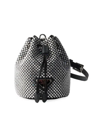 Prada Women's Mini Icon Satin And Crystals Keychain Charm In Multi