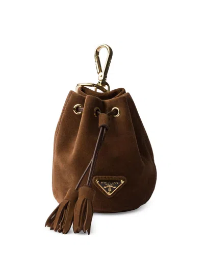 PRADA WOMEN'S MINI ICON SUEDE KEYCHAIN CHARM