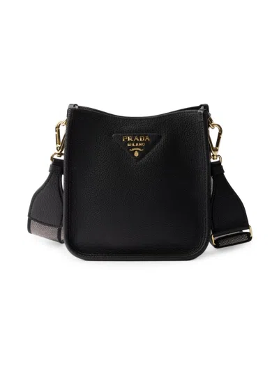 Prada Women's Mini Leather Shoulder Bag In Black