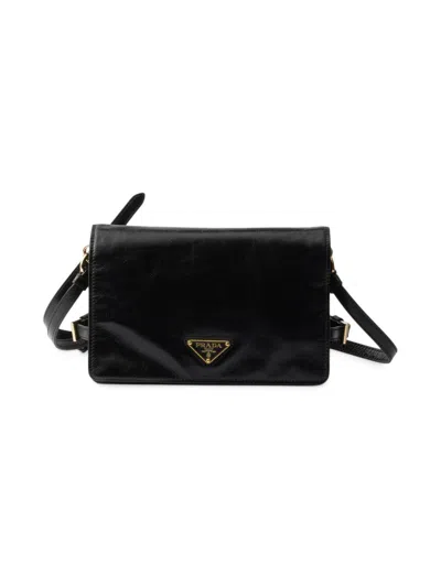 Prada Mini Leather Shoulder Bag In White