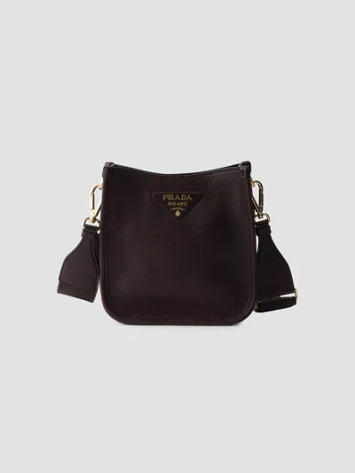 Prada Women's Mini Leather Shoulder Bag In Dark Brown