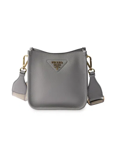 Prada Women's Mini Leather Shoulder Bag In Gray