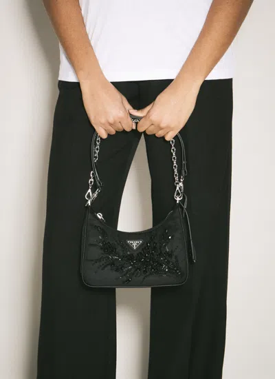 Prada Women Mini Re-edition Shoulder Bag In Black