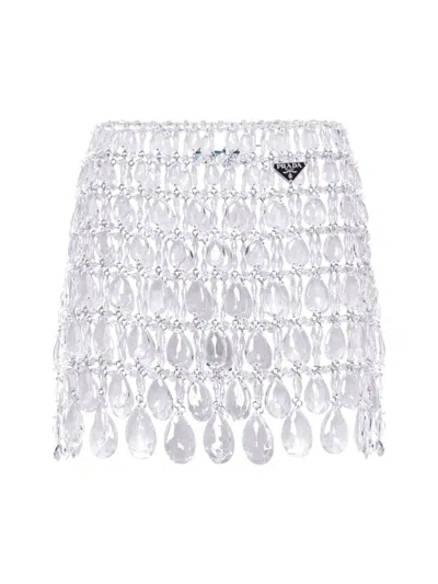 Prada Crystal-embellished Mini Skirt In Assorted