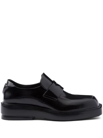 Prada Women Mocassini Punta Quadrata Fender In Black