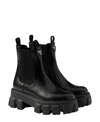 Prada Monolith Brushed Leather Chelsea Boots In Black