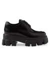 Prada Monolith Brushed Leather Platform Oxford In Black