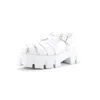 Prada Triangle-logo Quilted Leather Sandals In White