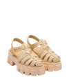 Prada Monolith Raffia Fisherman Sandals In Neutral