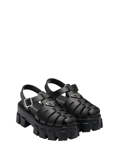 Prada Women's Monolith Foam Rubber Sandals In Black