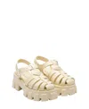 Prada Monolith Logo Detail High-heeled Sandals In Quartz