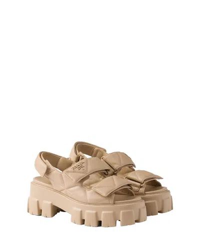 PRADA WOMEN'S MONOLITH NAPPA LEATHER SANDALS