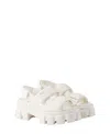 Prada Monolith Nappa Leather Sandals In White