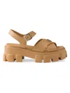 Prada 55mm Leather Platform Sandals In Brown