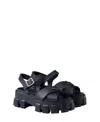 Prada Monolith Crisscross Ankle-strap Chunky Sandals In Blue