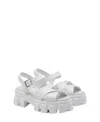 Prada Triangle-logo Quilted Leather Sandals In White