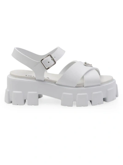 Prada Women's Monolith Rubber Sandals In White