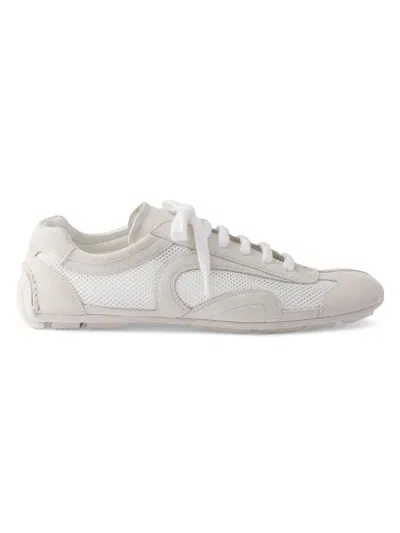 Prada Montecarlo Re-edition 2005 Suede And Mesh Sneakers In White