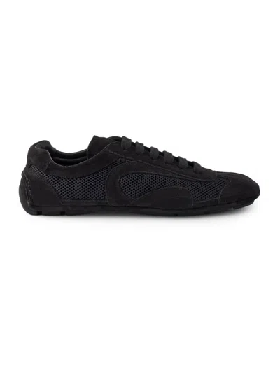 Prada Brown Suede And Re-nylon Montecarlo Re-edition 2005 Sneakers In Black