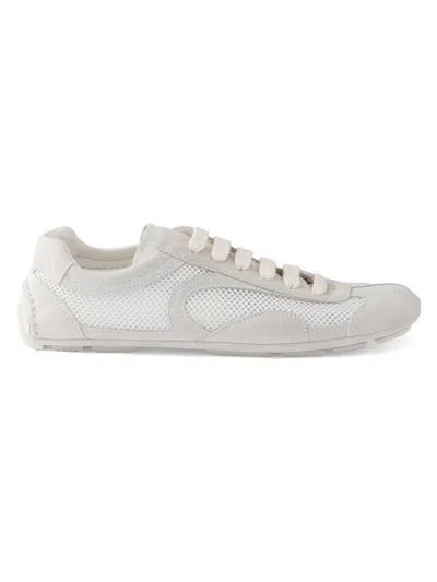 Prada Montecarlo Re-edition 2005 Suede And Mesh Sneakers In White