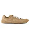 Prada Camel Recycled Polyamide Recycled Polyester Calf Leather Flat Shoes In Brown