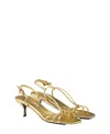 Prada Leather Kitten Heel Sandals With Metallic Finish In Gold/silver