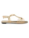 Prada Leather Sandals Flat Sole Open Toe Strappy In Gold
