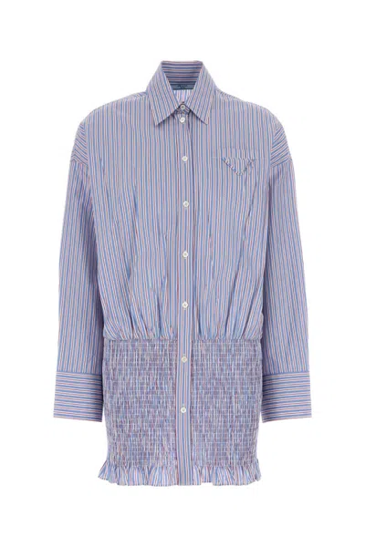 Prada Multicolor Regular Stripes Shirt In Blue