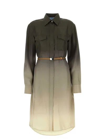 Prada Women's Multicolor Twill Shirt Dress | Size It 42 | P3m08hsooo14j3 Color F0334 Color F0161