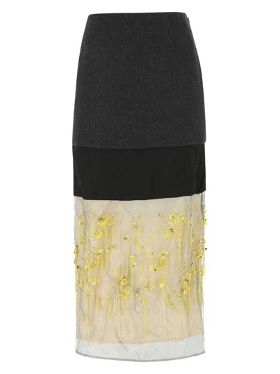 PRADA WOMEN'S MULTICOLOR WOOL AND MESH SKIRT | SIZE IT 42 | P169URS222117S COLOR F0Y06