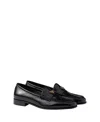 Prada Triangle Logo Patent Leather Loafers In Black