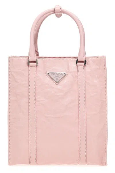 Prada Logo-plaque Tote Bag In Pink