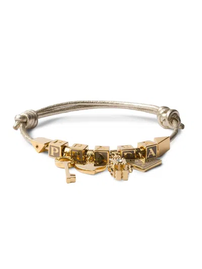 Prada Women's Nappa Leather And Metal Bracelet In Gold