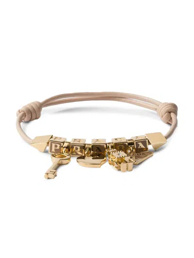 Prada Women's Nappa Leather And Metal Bracelet In Pink