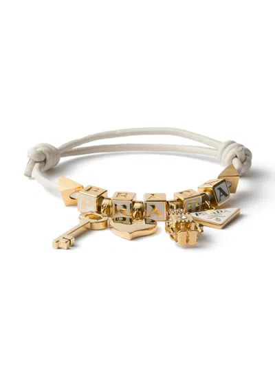 Prada Women's Nappa Leather And Metal Bracelet In Gold