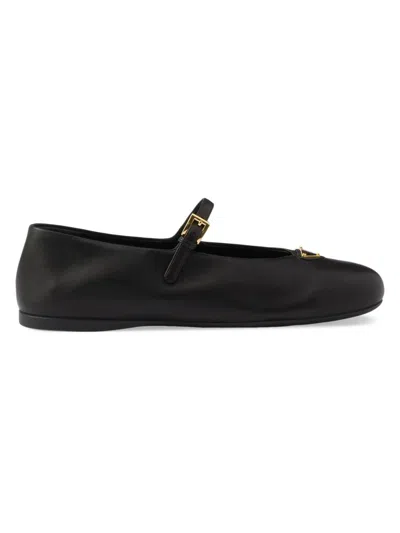Prada Women's Nappa Leather Ballerinas In Black