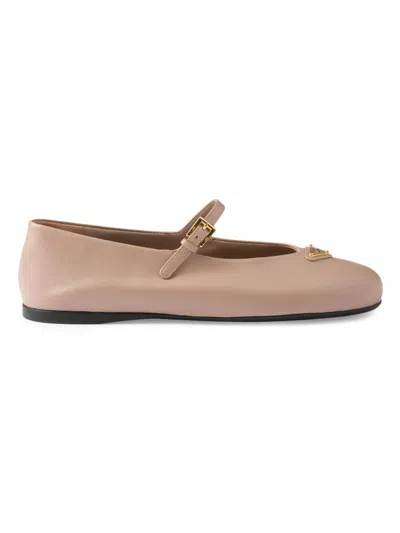 Prada Women's Nappa Leather Ballerinas In Pink