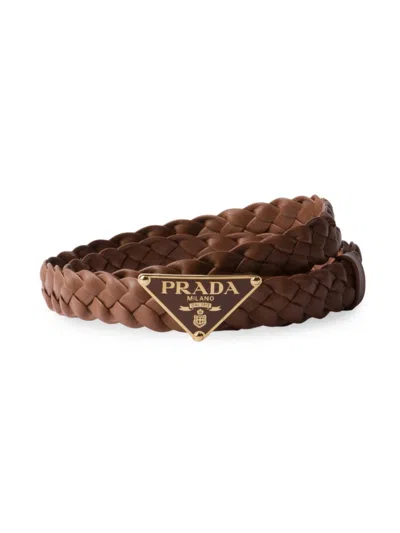 Prada Women's Nappa Leather Belt In Brown