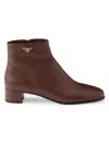 Prada 35mm Logo Zip Boots In Brown