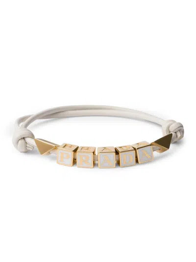 Prada Women's Nappa Leather Bracelet In White