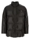 Prada Black Nappa Leather Down Jacket