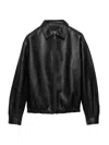 Prada Long-sleeved Leather Jacket In Black