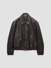 Prada Nappa Leather Jacket In Brown