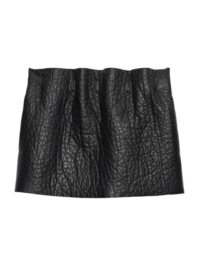 Prada Women's Nappa Leather Mini Skirt In Black