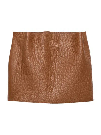 Prada Women's Nappa Leather Mini Skirt In Brown